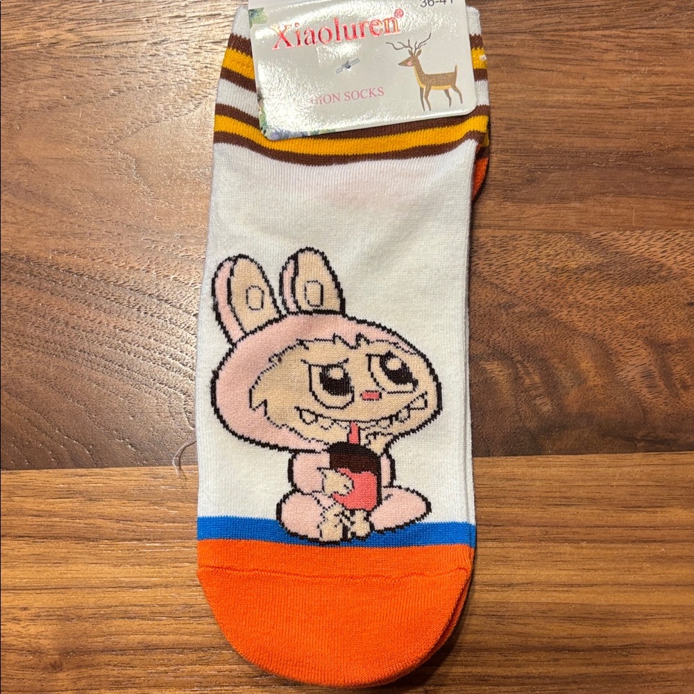 White and Orange Fashion Socks